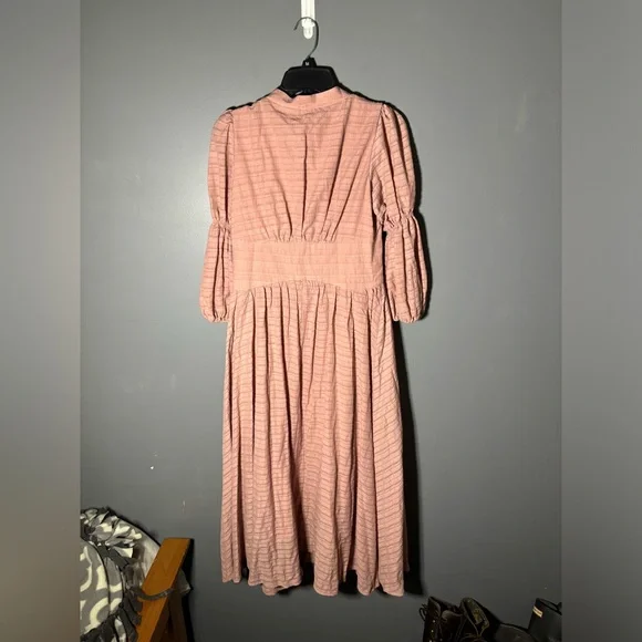 Anthropologie OPT Dusty Rose Peasant Midi Massaya Dress Size Small - Picture 4 of 5